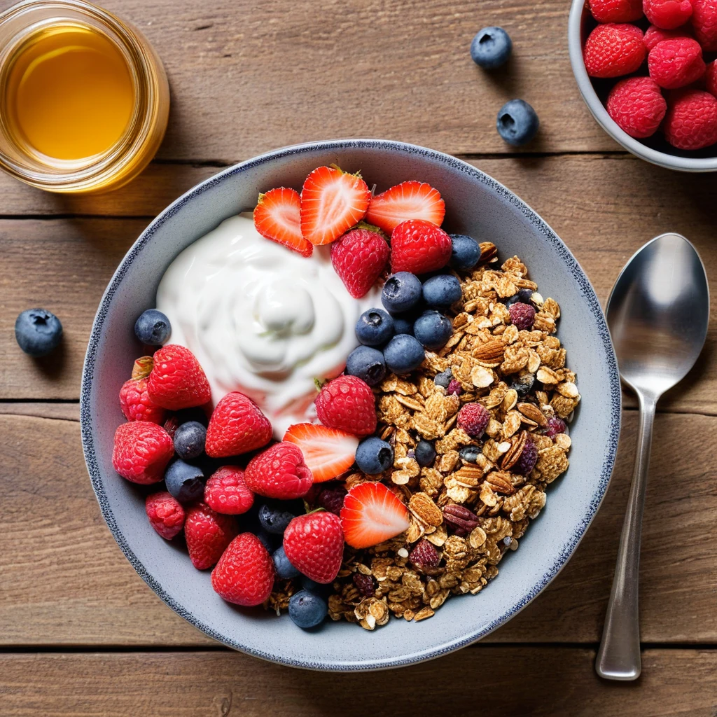 Greek Yogurt Parfait with Granola and Berries