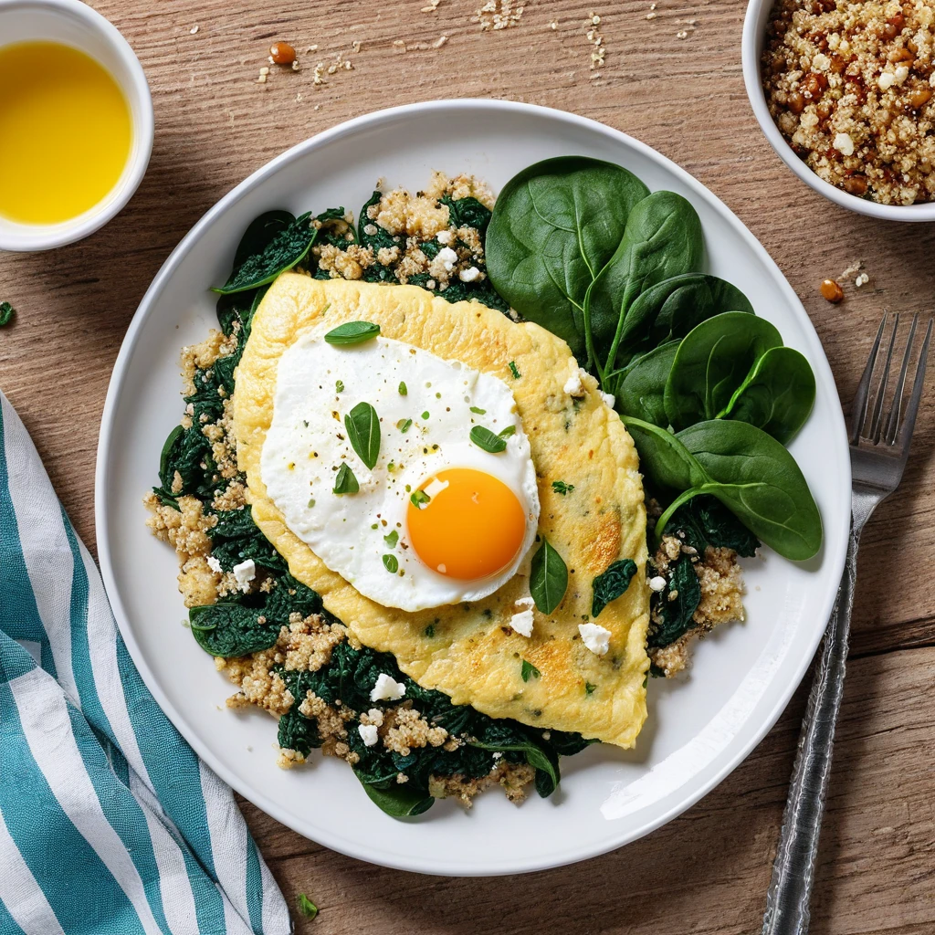 Savory Spinach and Egg White Omelette with Quinoa
