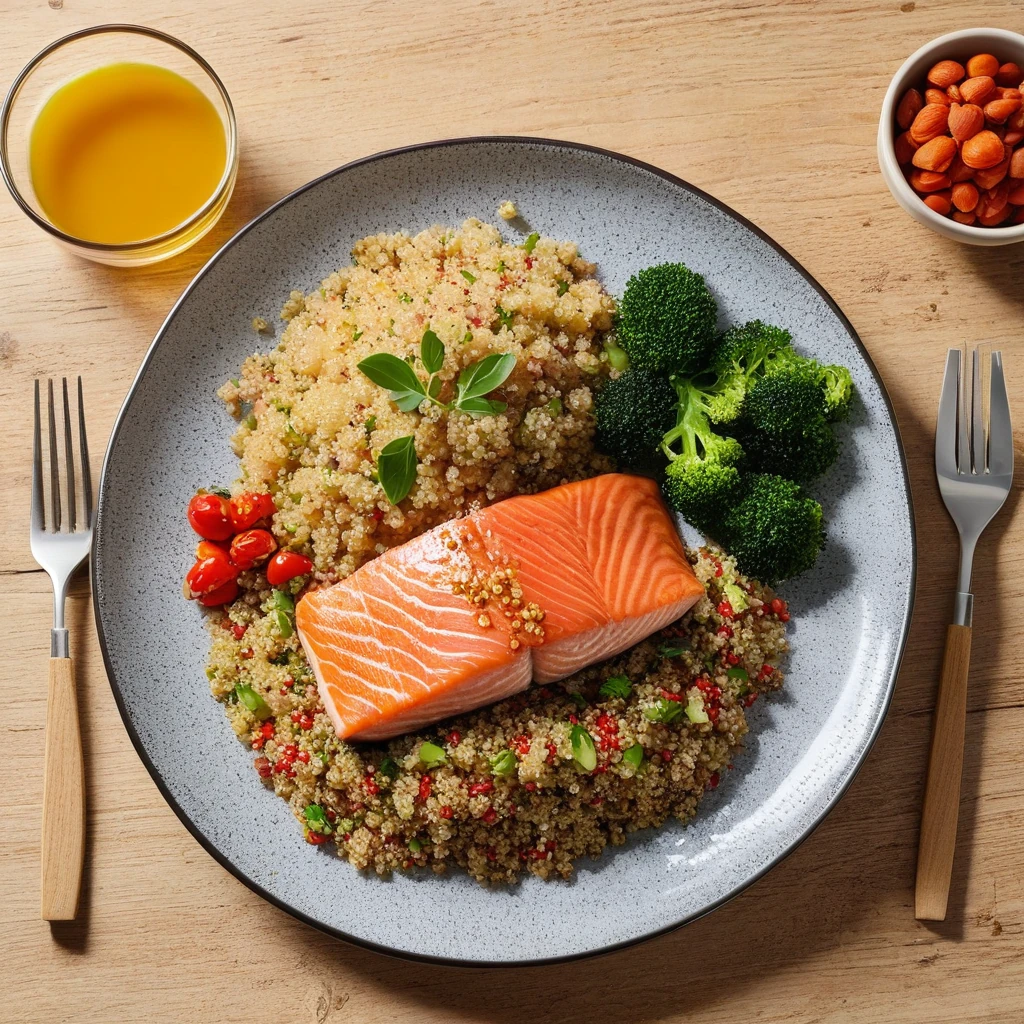 Saisonales Frühstück mit Lachs und Quinoa