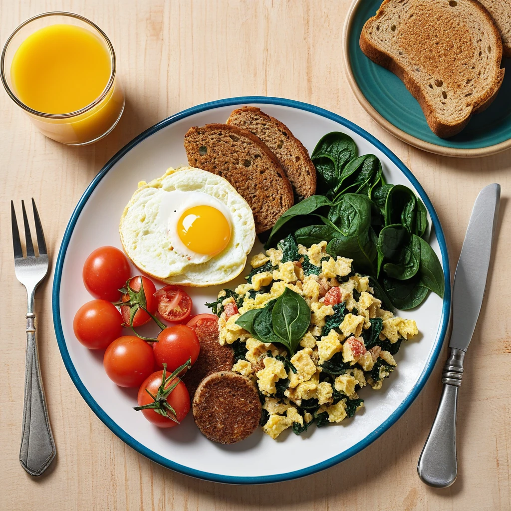 Turkey Sausage and Egg Breakfast Scramble with Whole Wheat Toast