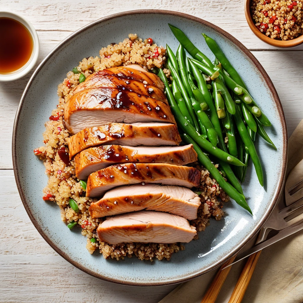 Teriyaki Turkey Breast with Quinoa and Green Beans