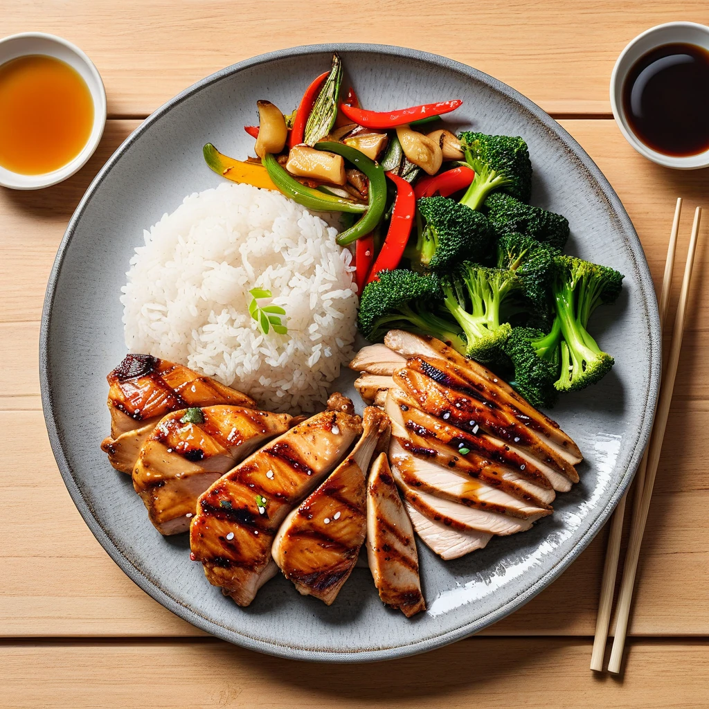 Grilled Chicken with Jasmine Rice and Stir-Fried Vegetables