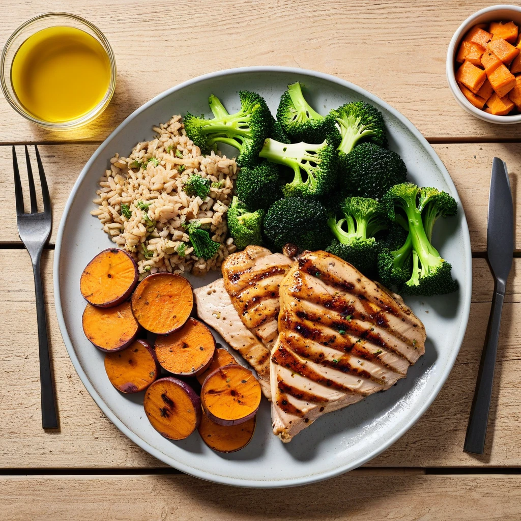 Grilled Chicken with Sweet Potato & Broccoli