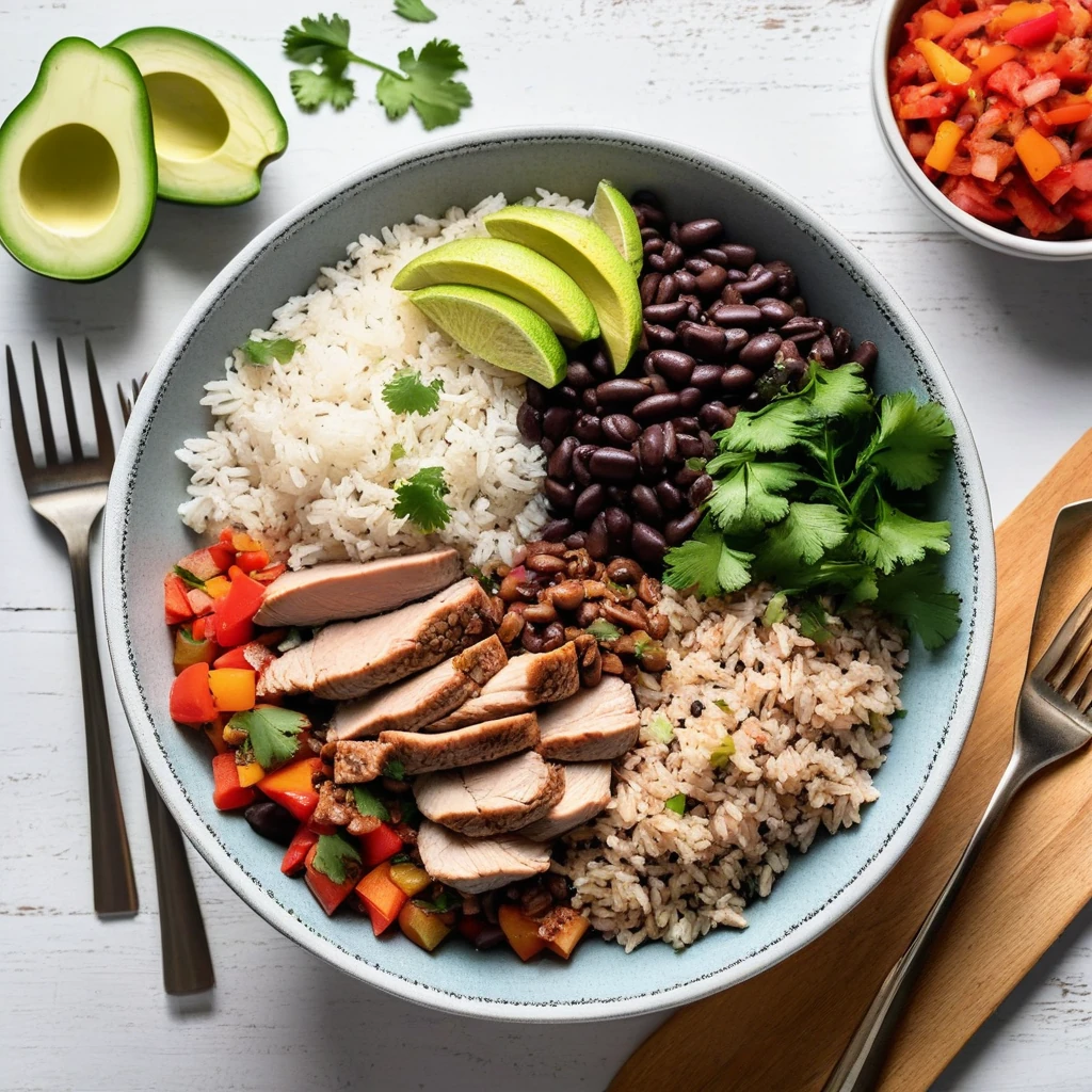 Turkey and Black Bean Bowl with Cilantro Lime Rice