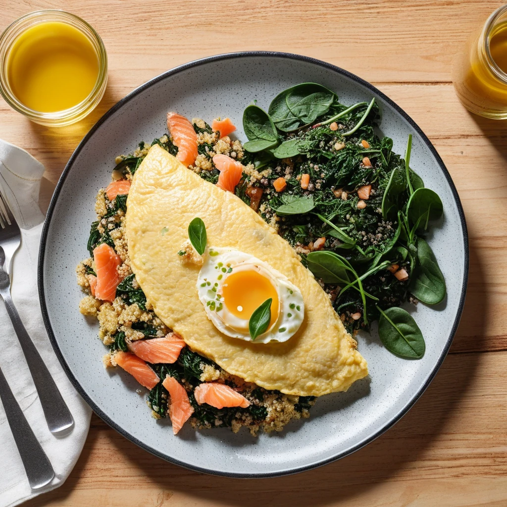 Sustainable Seafood Omelette with Quinoa Salad