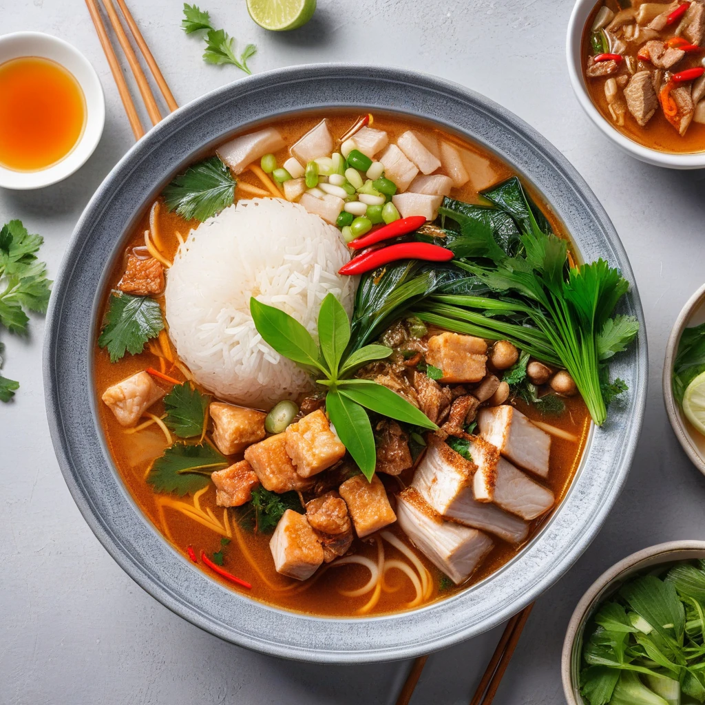 Canh chua cá basa với rau muống