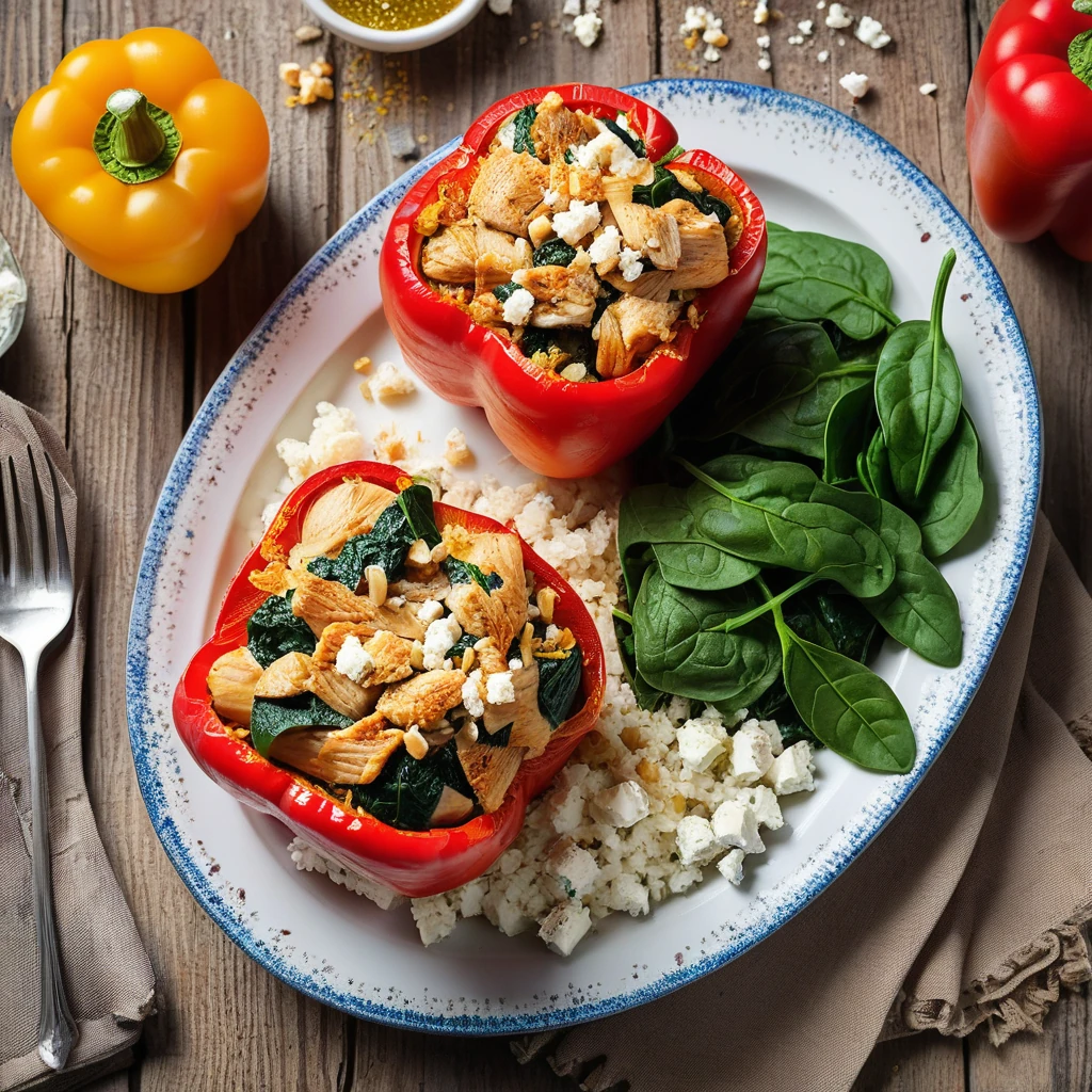 Savory Chicken and Spinach Stuffed Bell Peppers