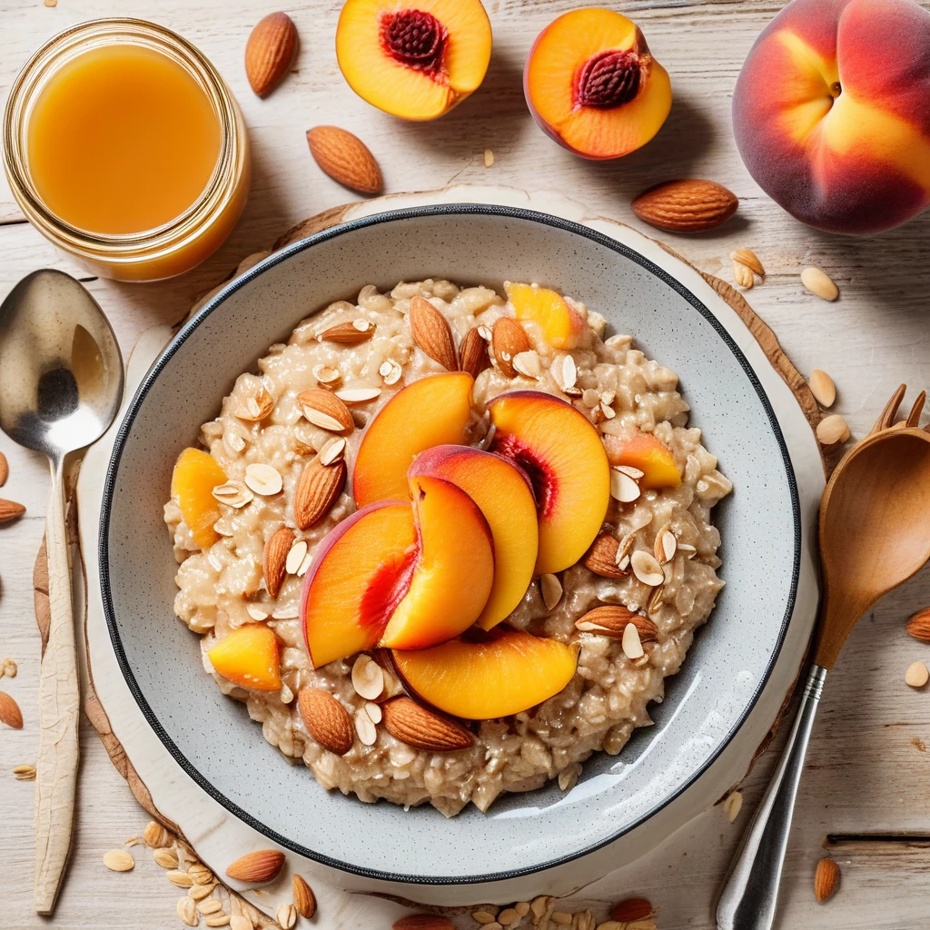 Oatmeal with Peaches and Almonds
