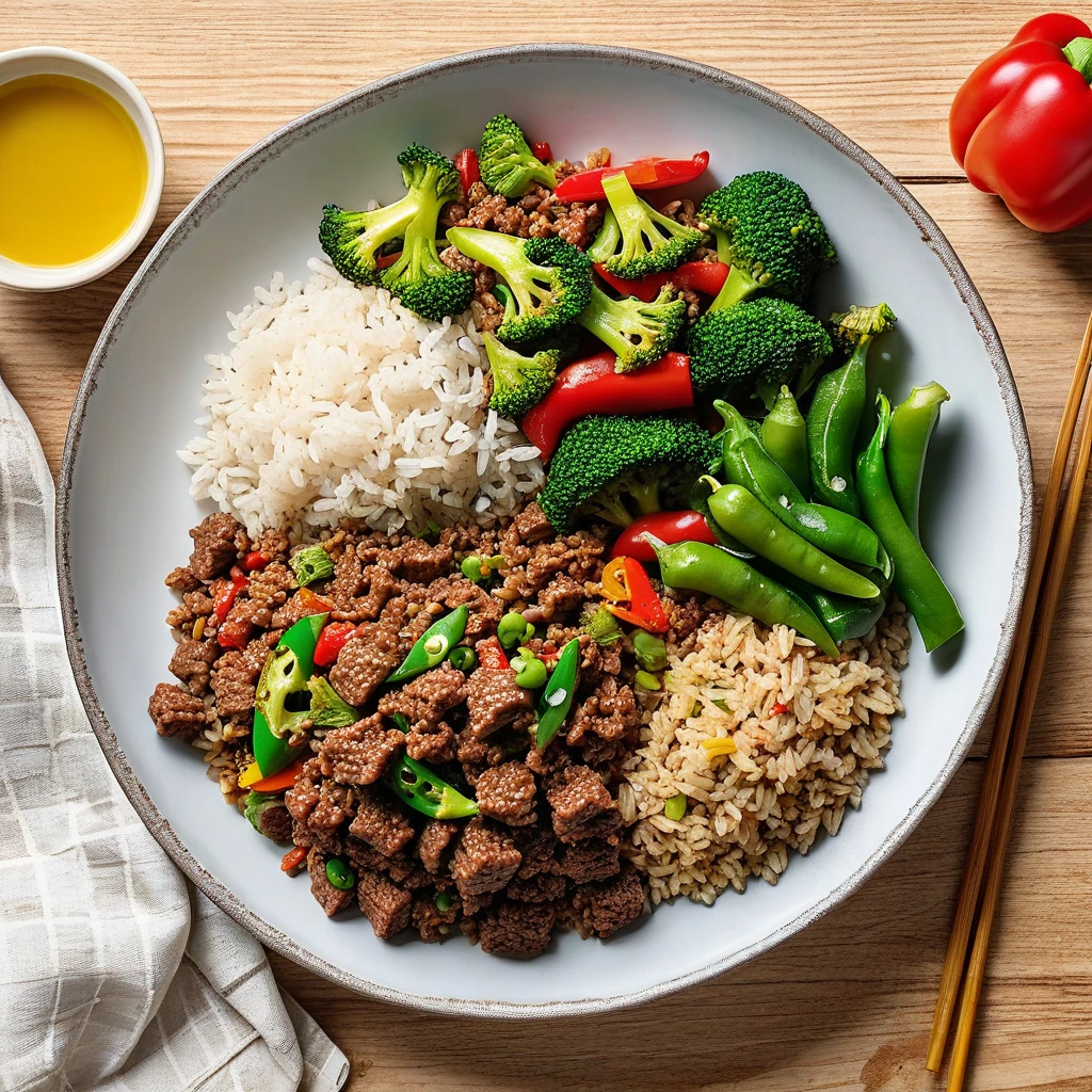 Lean Ground Beef and Vegetable Stir-Fry with Brown Rice
