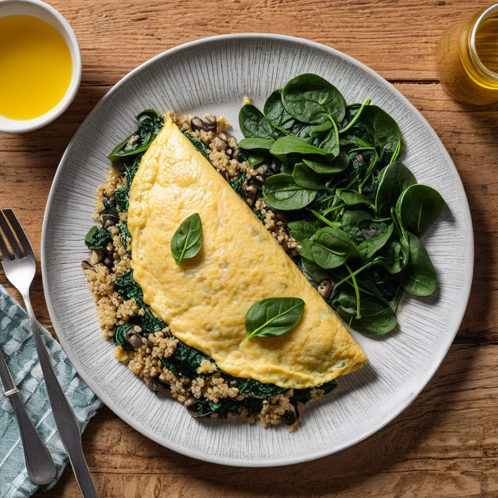 Savory Spinach and Mushroom Omelette with Quinoa