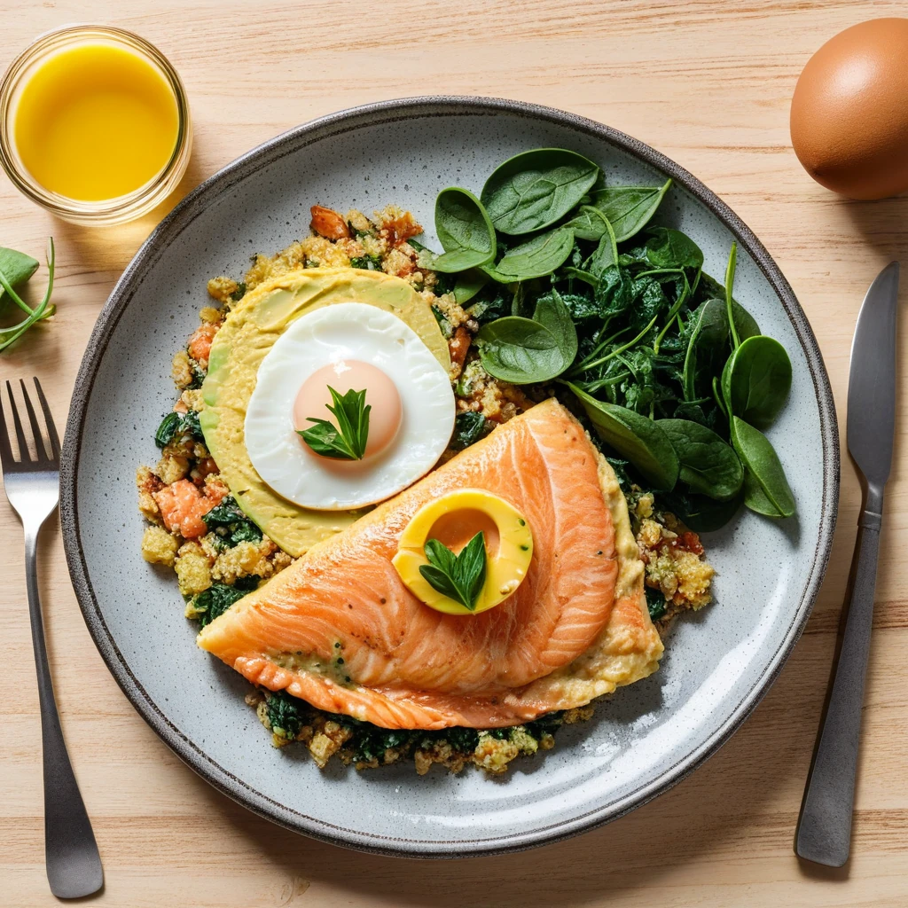 Sustainable Seafood Omelette with Quinoa and Avocado