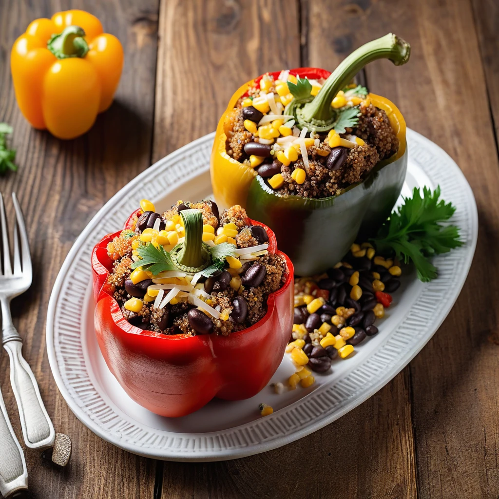 Quinoa & Black Bean Stuffed Bell Peppers