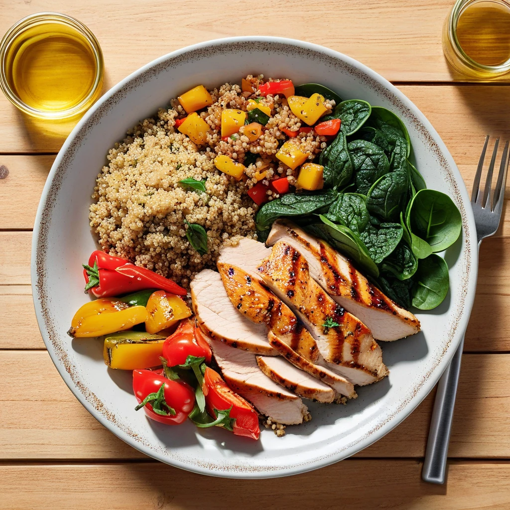 Quinoa and Vegetable Bowl with Grilled Chicken
