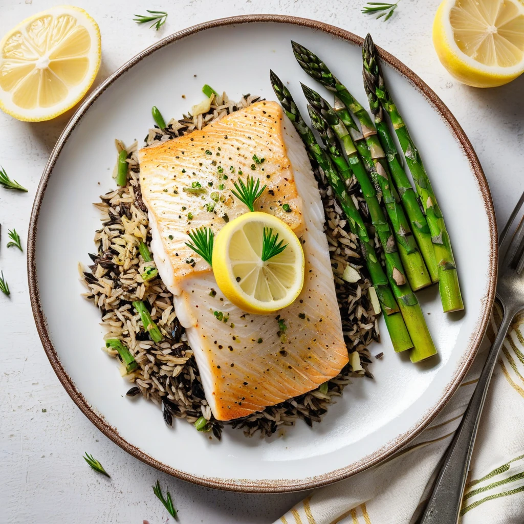 Baked White Fish with Lemon and Asparagus