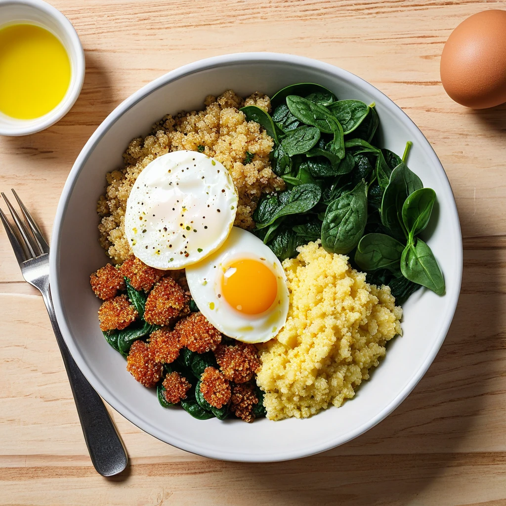 Savory Quinoa Bowl with Eggs and Spinach