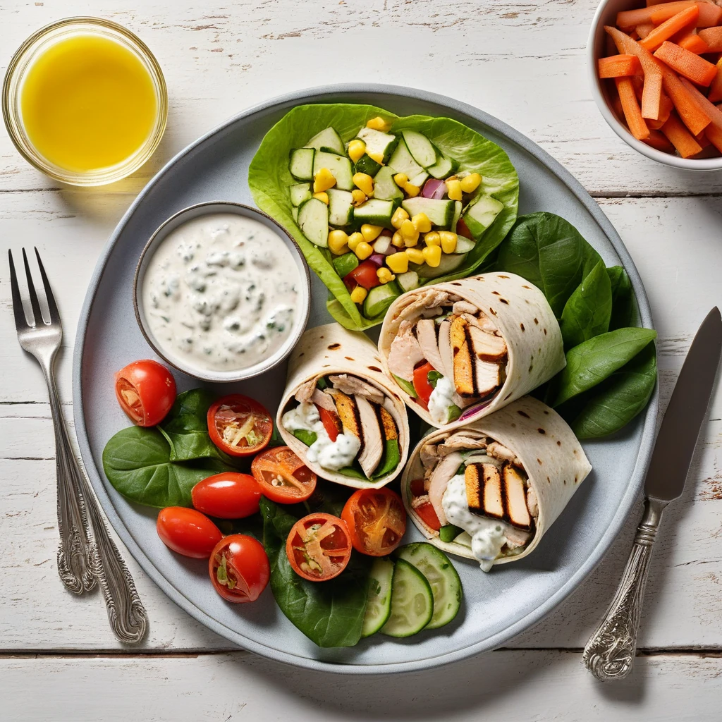 Grilled Chicken and Vegetable Wrap with Greek Yogurt Sauce
