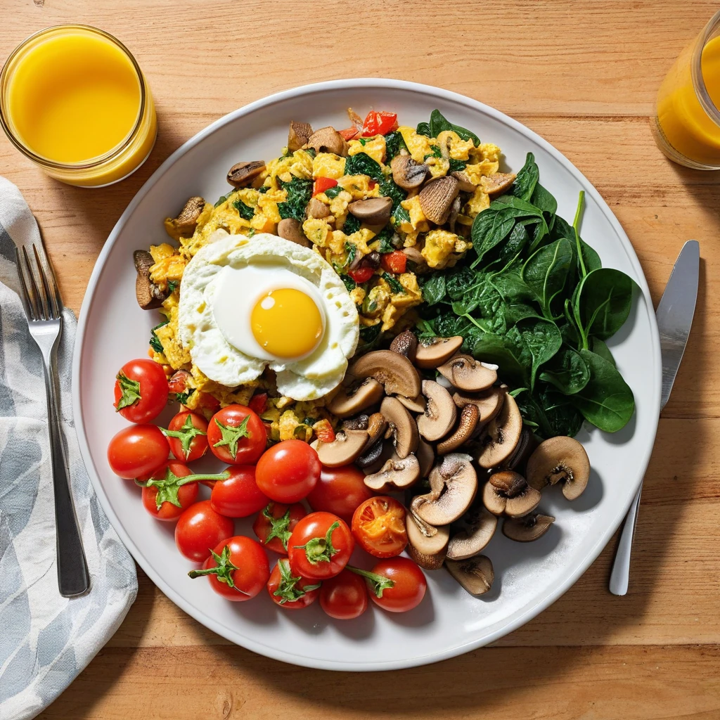 Veggie-Loaded Scramble with Whole Wheat Toast
