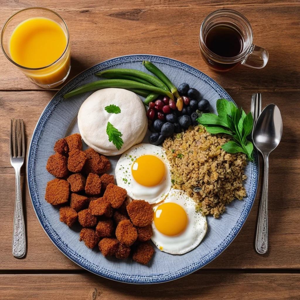 انڈے اور دال کی ڈش کے ساتھ روٹی