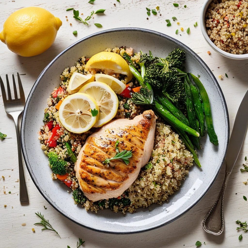 Lemon Herb Chicken with Quinoa and Seasonal Vegetables