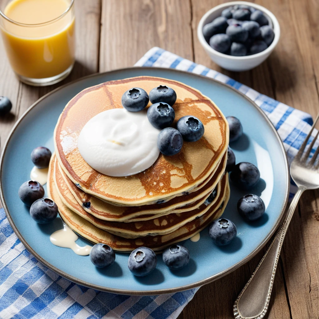 Protein Pancakes with Blueberries and Greek Yogurt