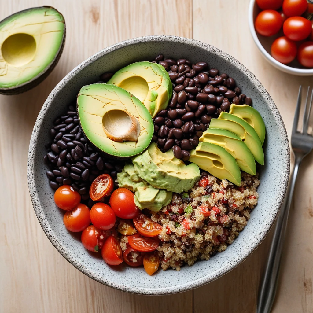Quinoa & Black Bean Bowl with Avocado