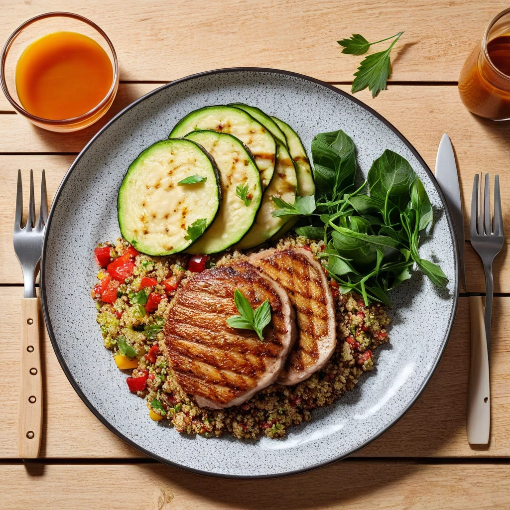 Gegrilltes Hähnchen mit Quinoa und Gemüse