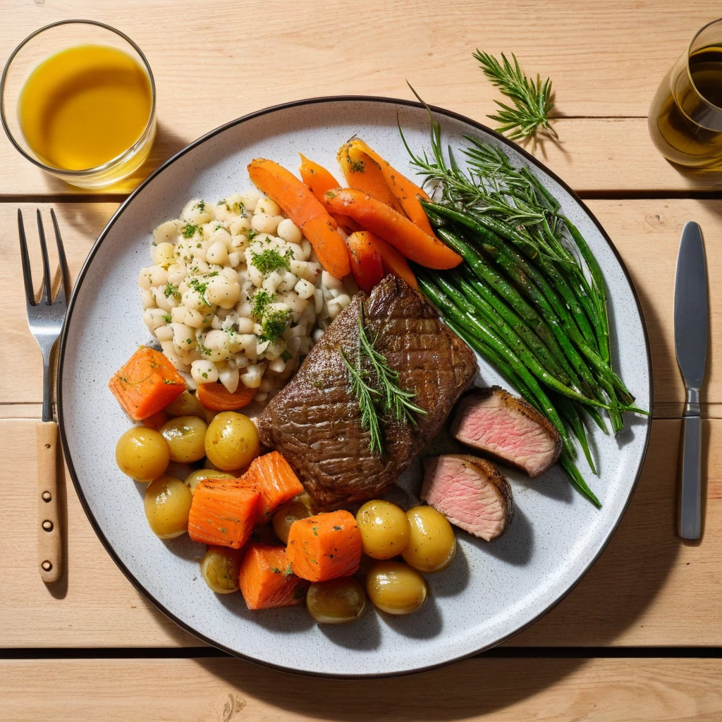 Morue rôtie avec légumes racines et herbes