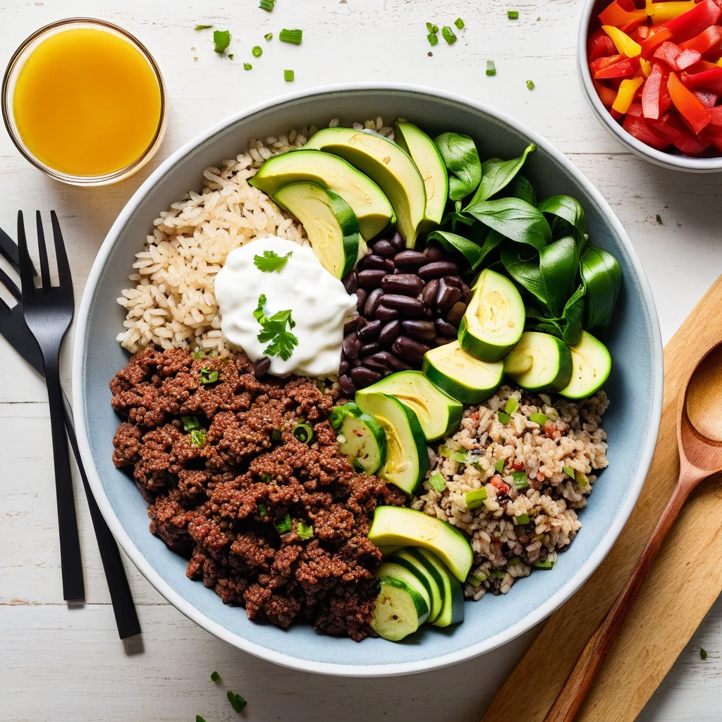 Lean Ground Beef and Black Bean Power Bowl