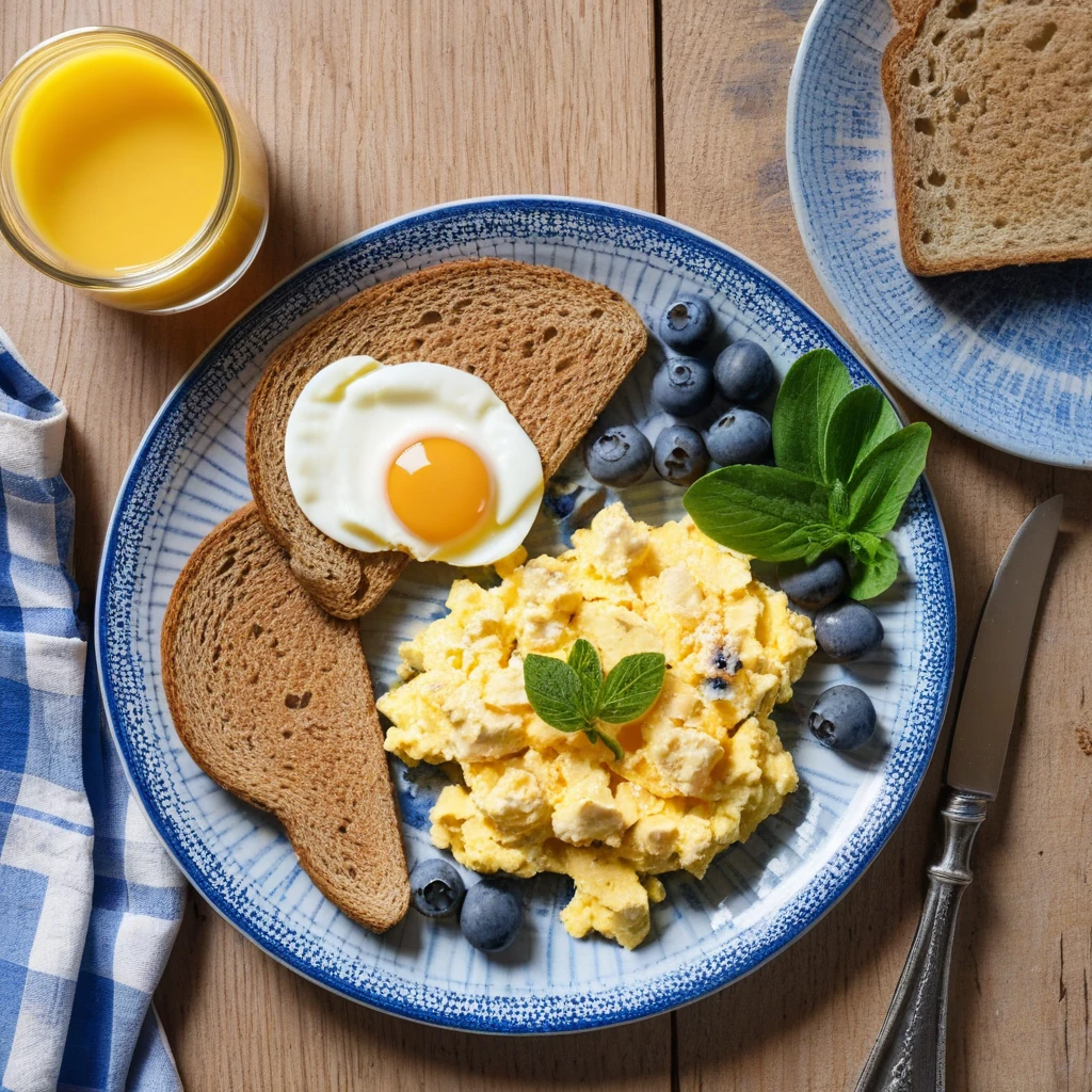 Scrambled Eggs with Whole Wheat Toast