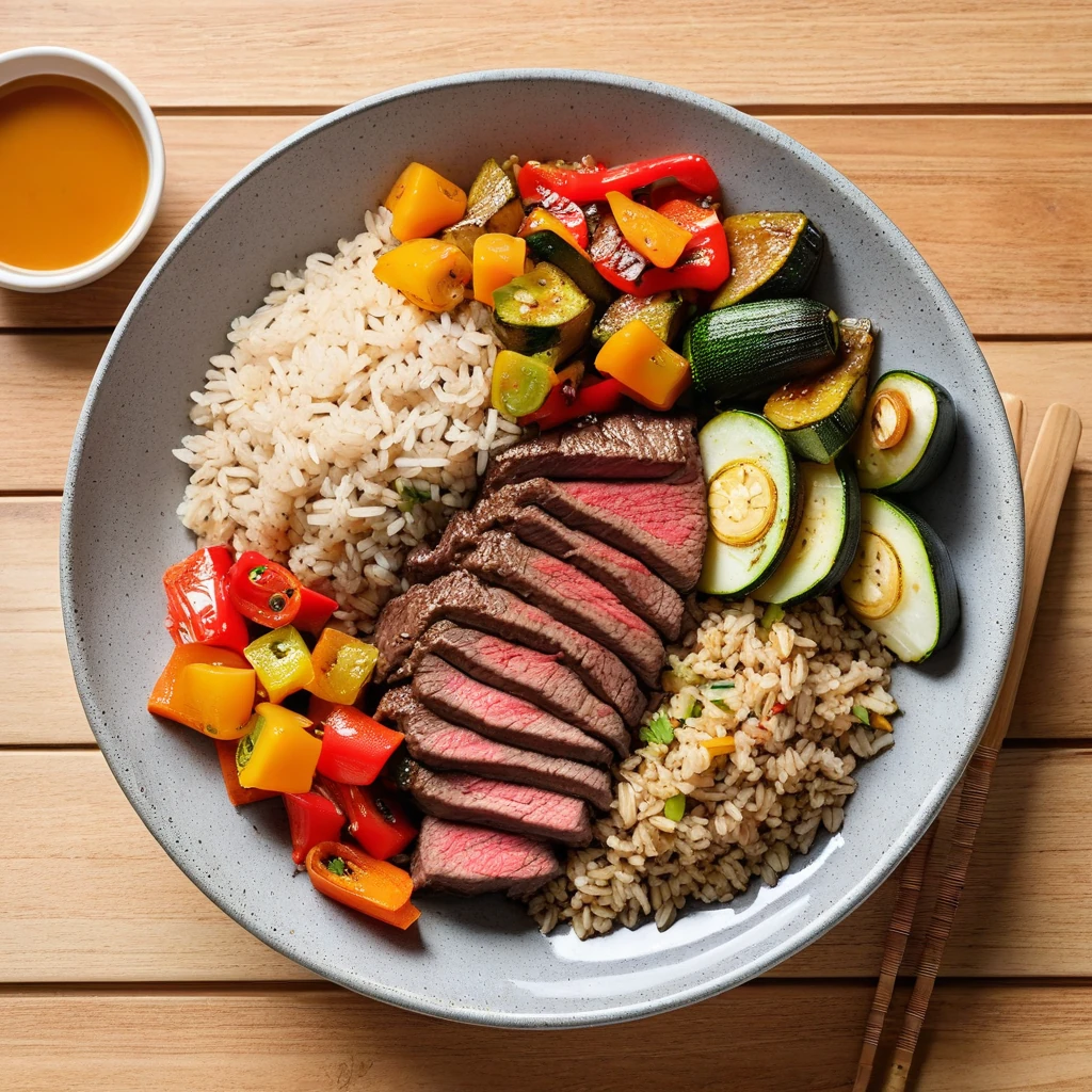 Grilled Beef and Vegetable Bowl with Brown Rice