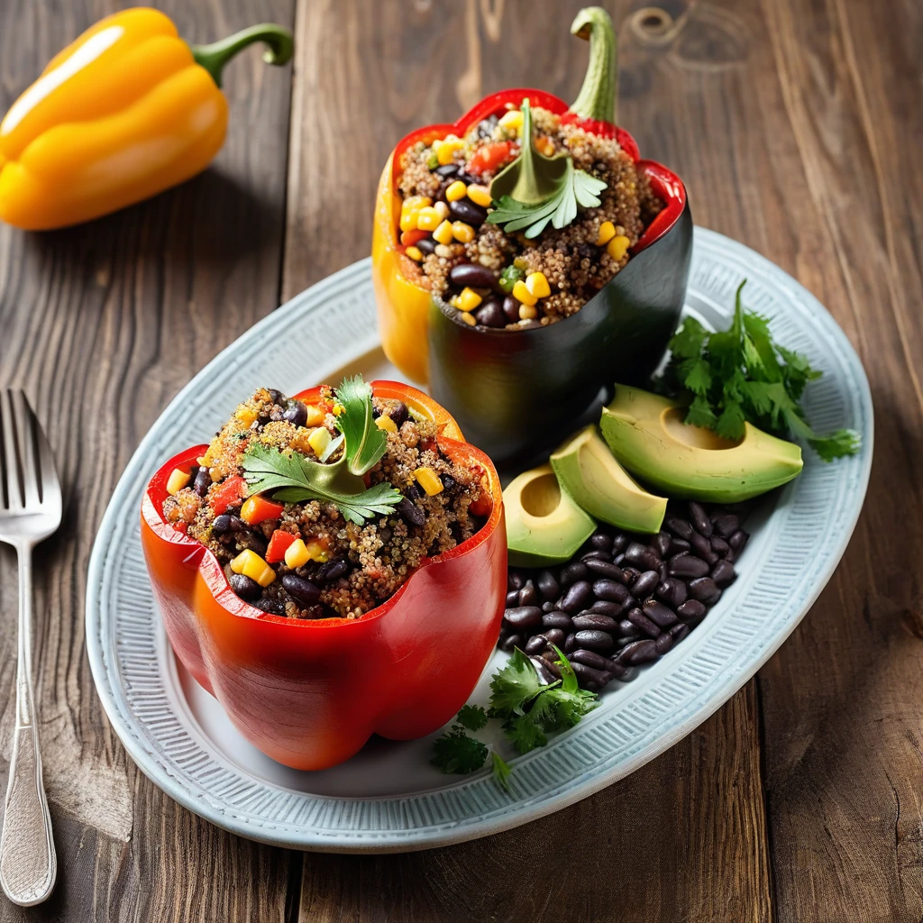 Quinoa and Black Bean Stuffed Peppers