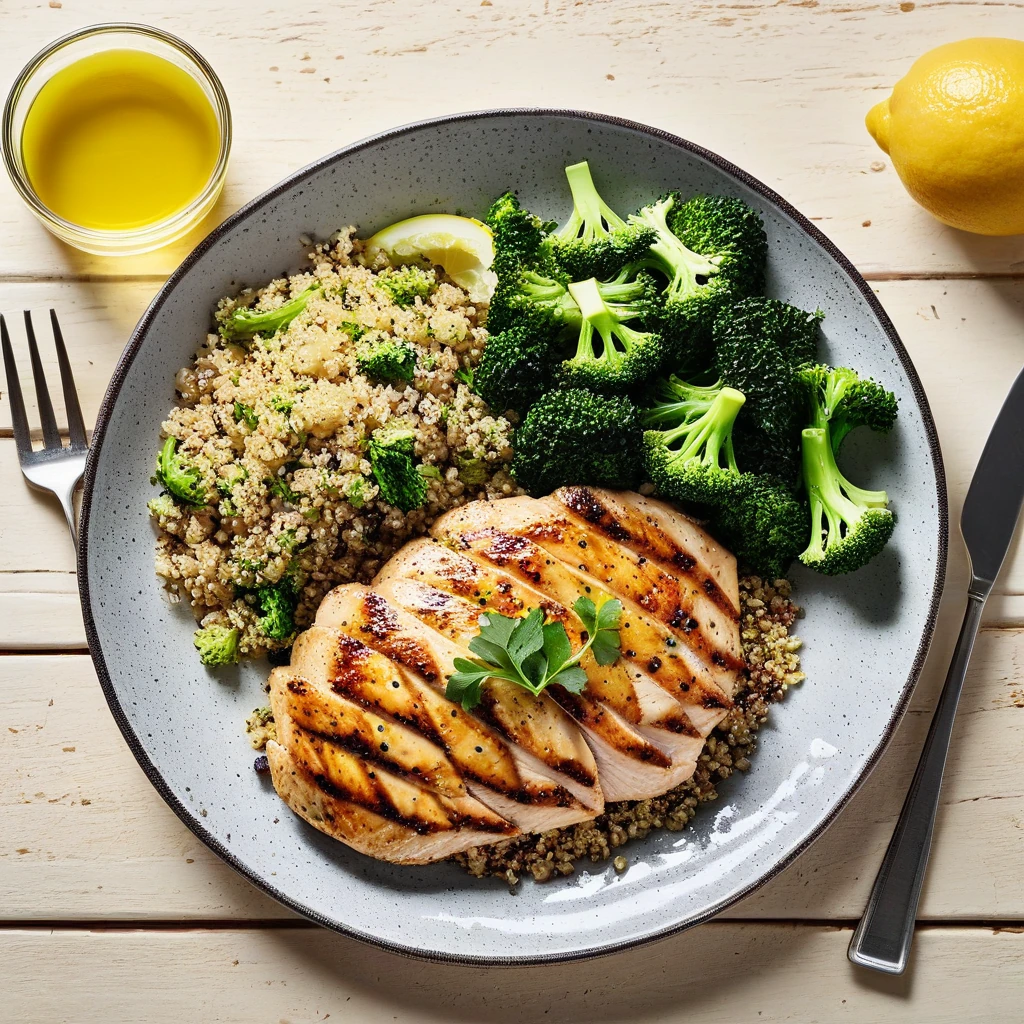 Grilled Lemon Herb Chicken with Quinoa and Broccoli