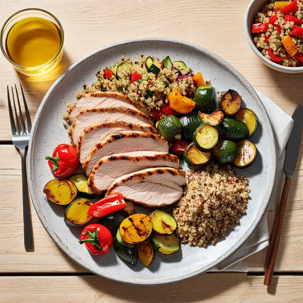 Grilled Turkey Breast with Quinoa and Roasted Vegetables