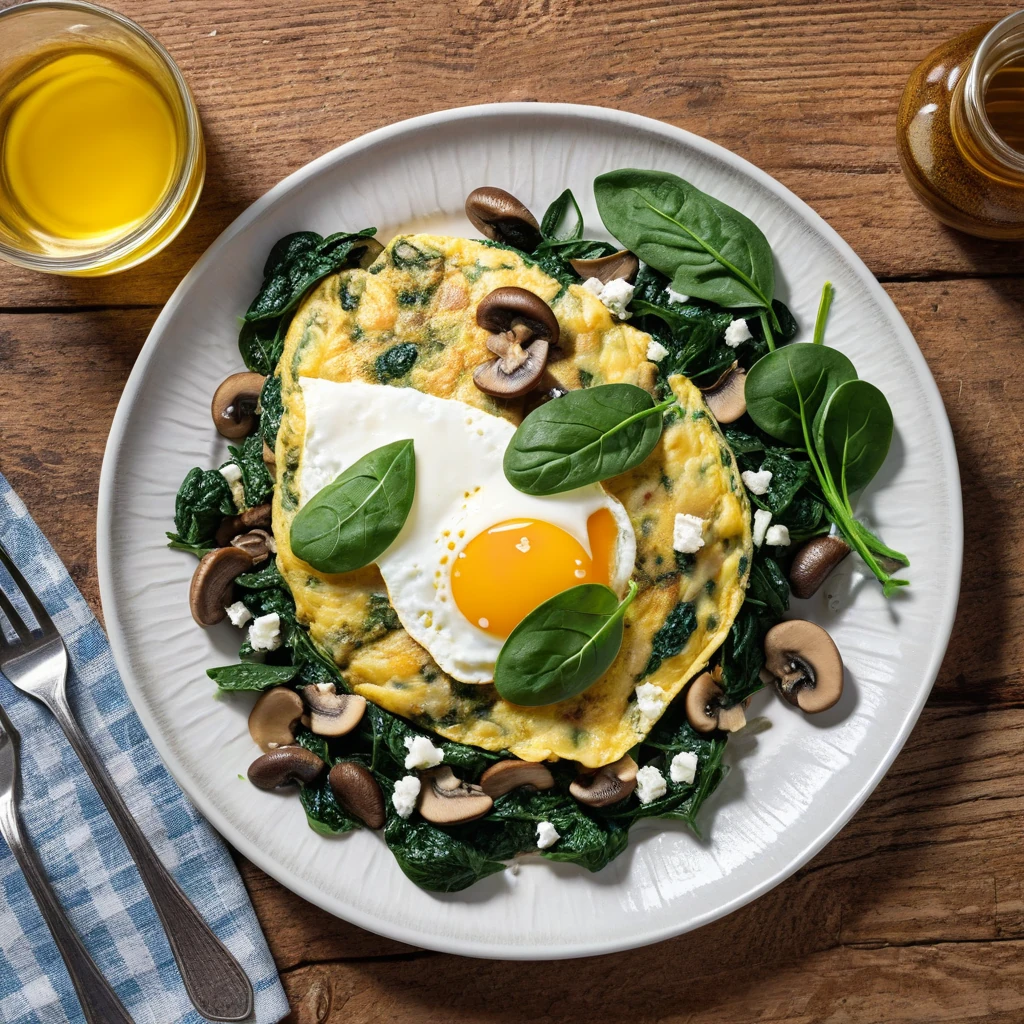 Savory Spinach and Mushroom Omelette