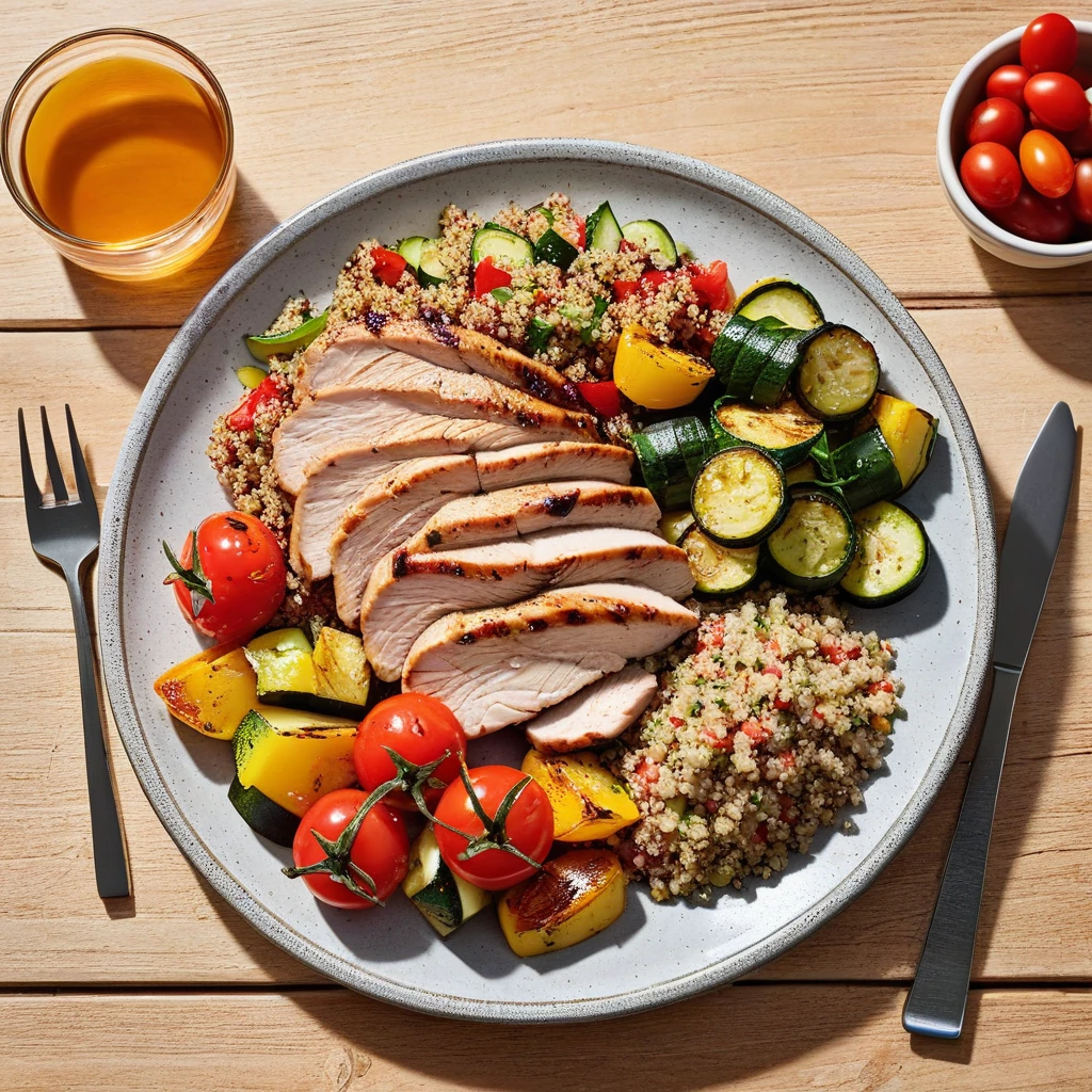 Grilled Turkey Breast with Quinoa and Vegetable Medley