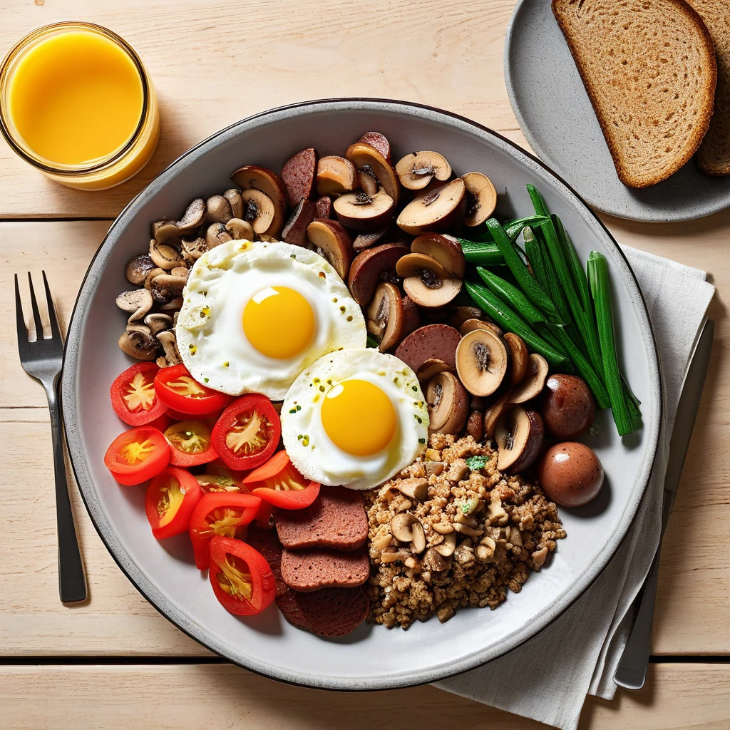 Smoked Turkey Sausage Breakfast Bowl with Whole Grain Toast