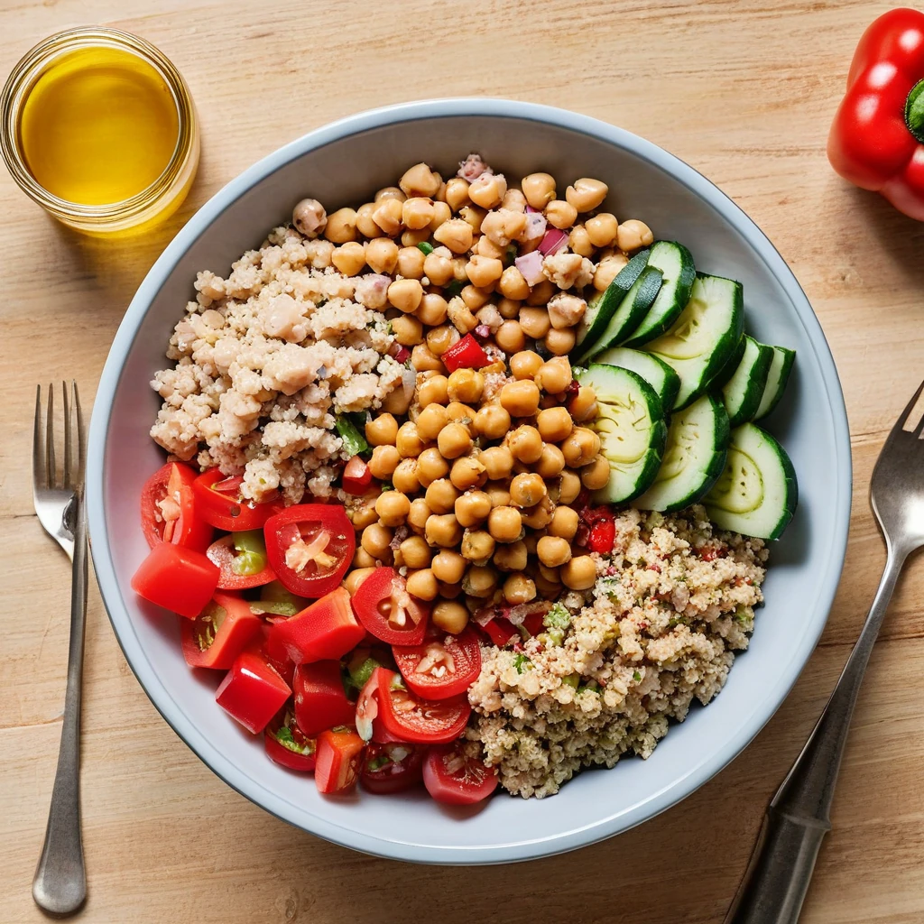 Mediterranean Chickpea and Tuna Salad Bowl