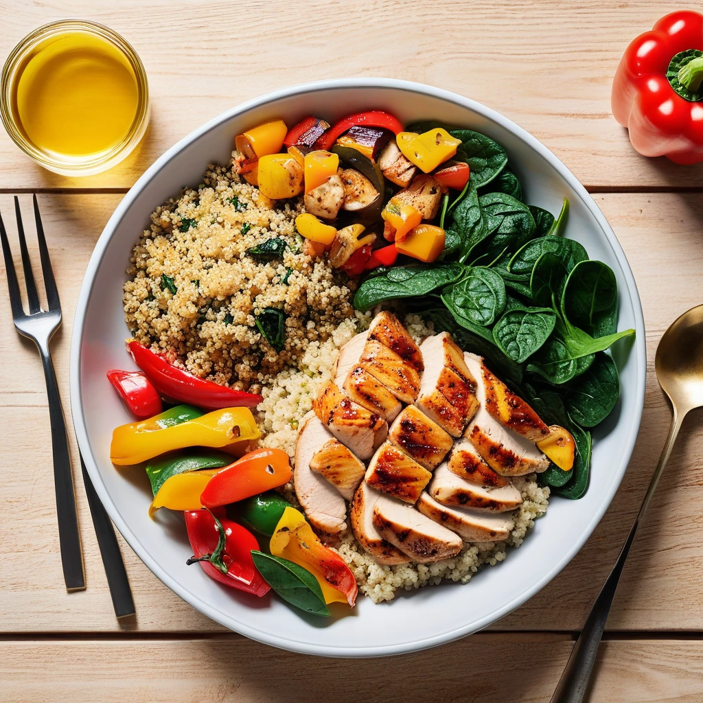 Savory Quinoa Bowl with Grilled Chicken and Vegetables