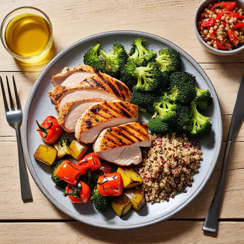 Grilled Chicken Breast with Quinoa and Roasted Vegetables