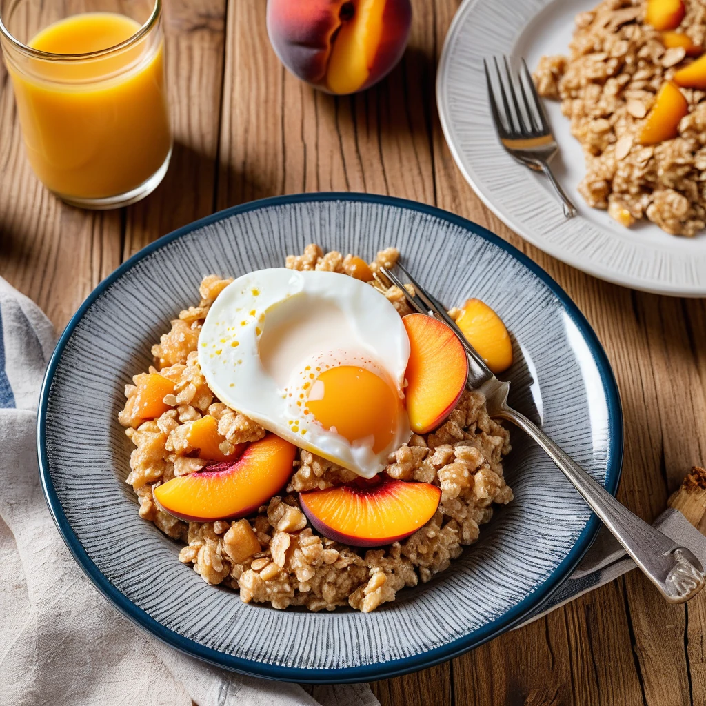 Oatmeal Casserole with Peaches and Eggs