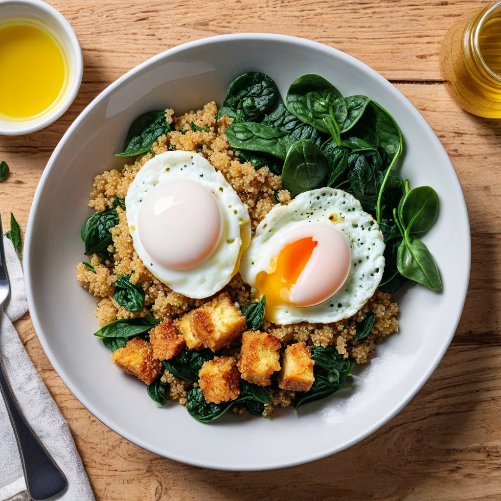 Savory Quinoa and Spinach Bowl with Poached Eggs