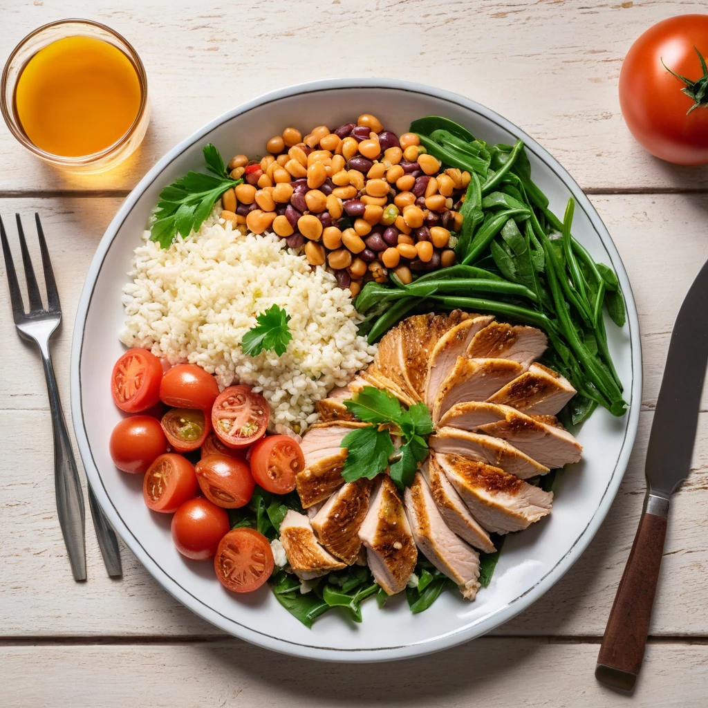 Salada de Grão-de-Bico com Frango e Legumes