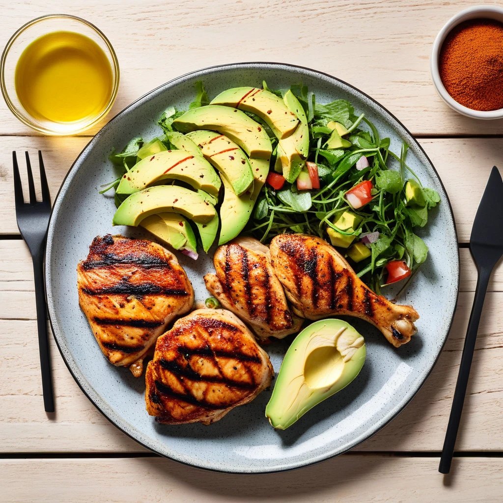 Spicy Grilled Chicken with Avocado Salad