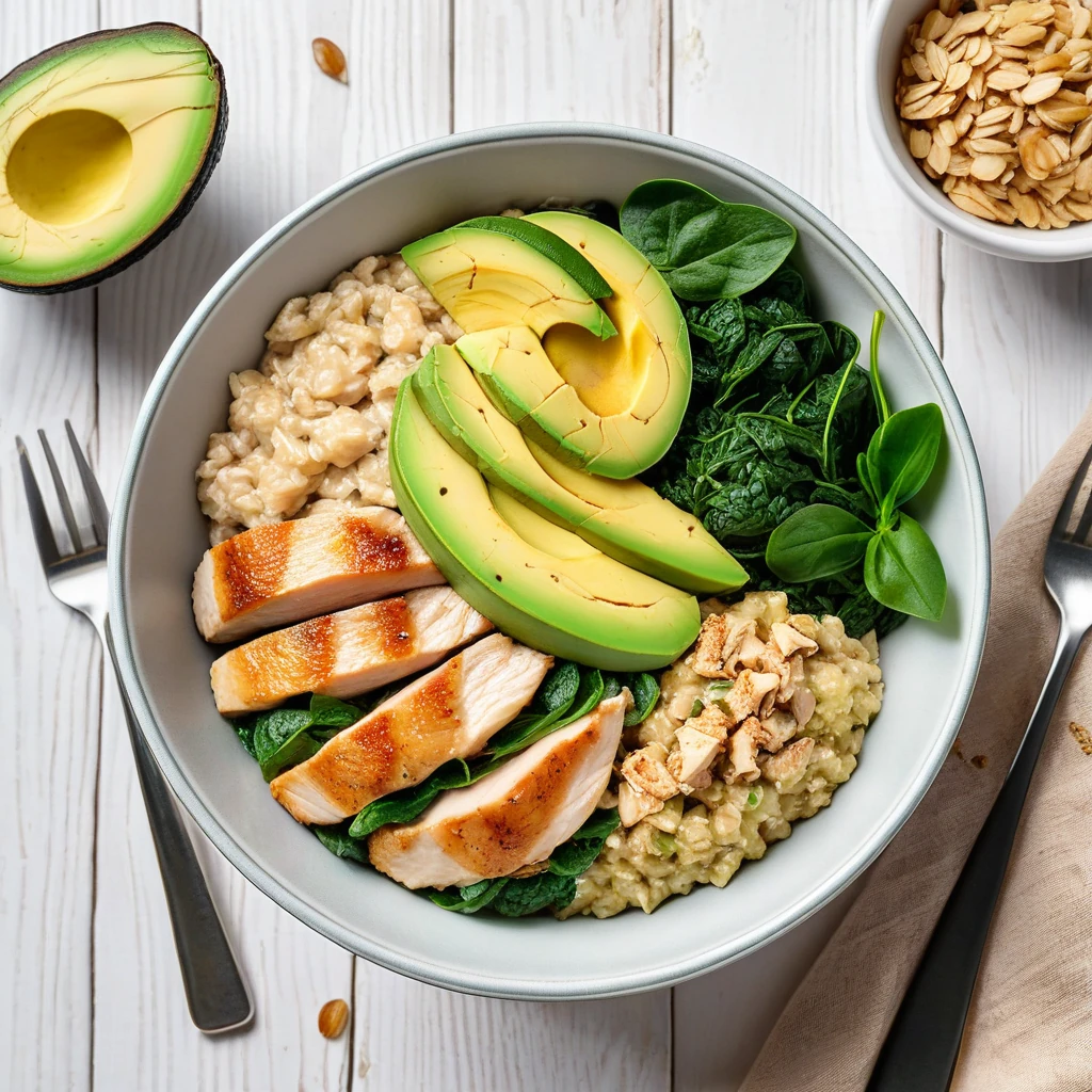 Savory Oatmeal Bowl with Chicken and Avocado