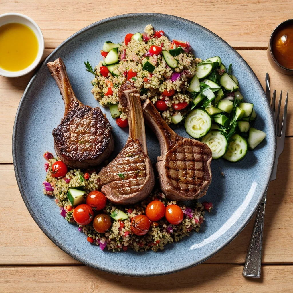 grilled lamb chops with mediterranean quinoa salad