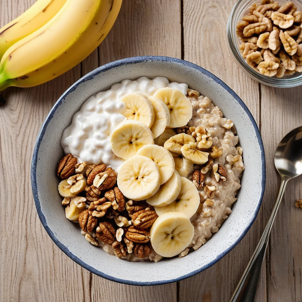 Oatmeal Bowl with Banana and Walnuts