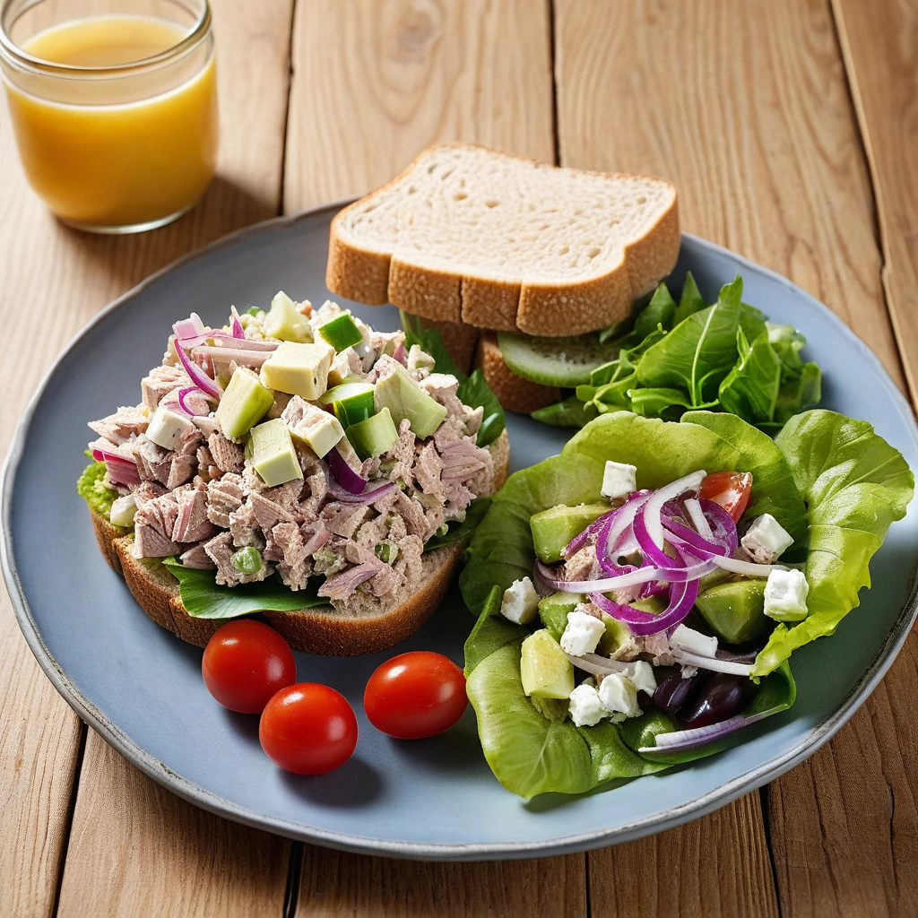 Tuna Salad Sandwich with Greek Salad