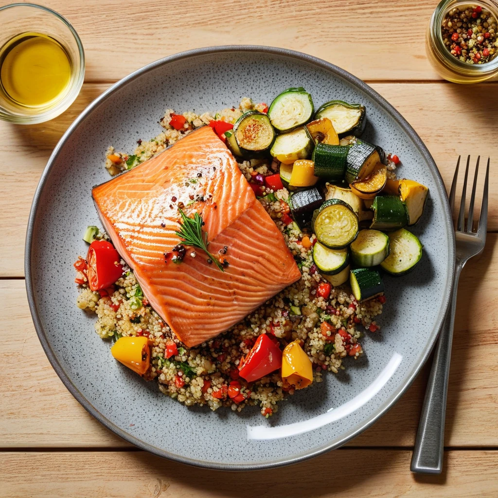 Seared Salmon with Quinoa and Roasted Vegetables