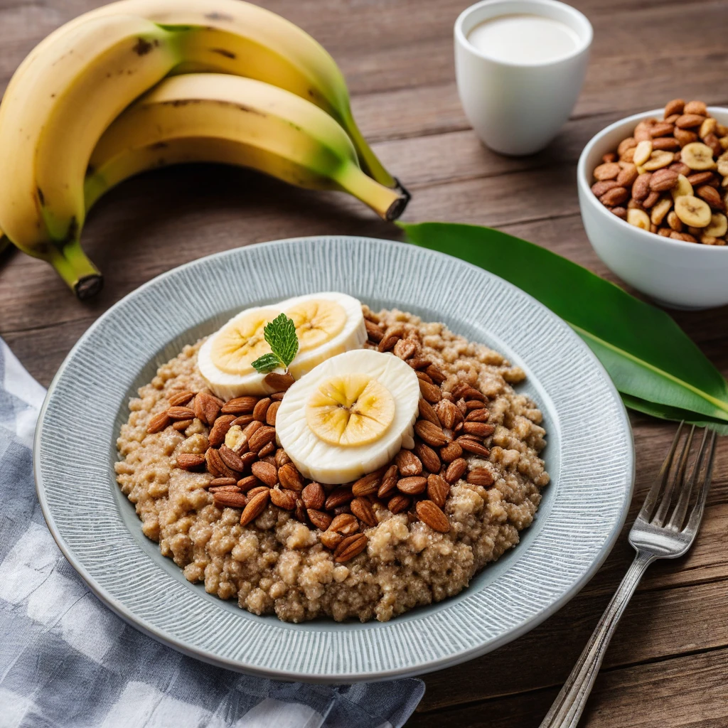 Owsianka z bananem i orzechami włoskimi