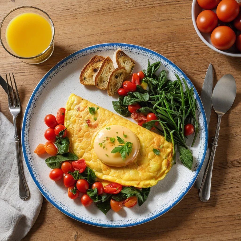 Omelette aux légumes et pain complet